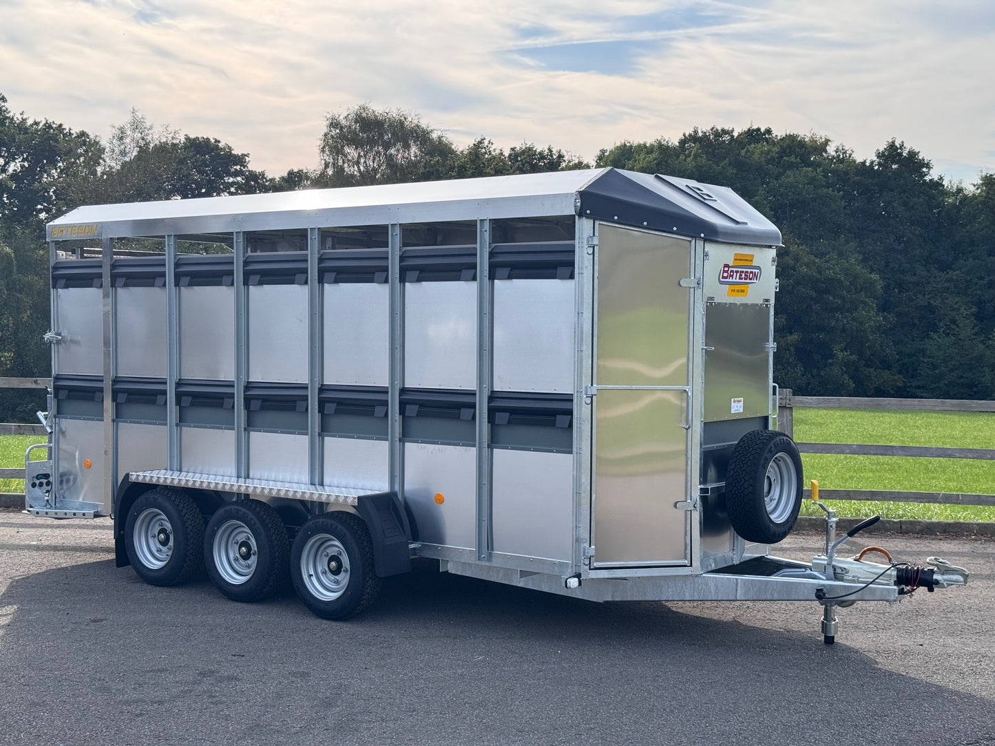 14' Eurostock 337S Tri Axle Livestock Bateson Trailer with Folding Deck System