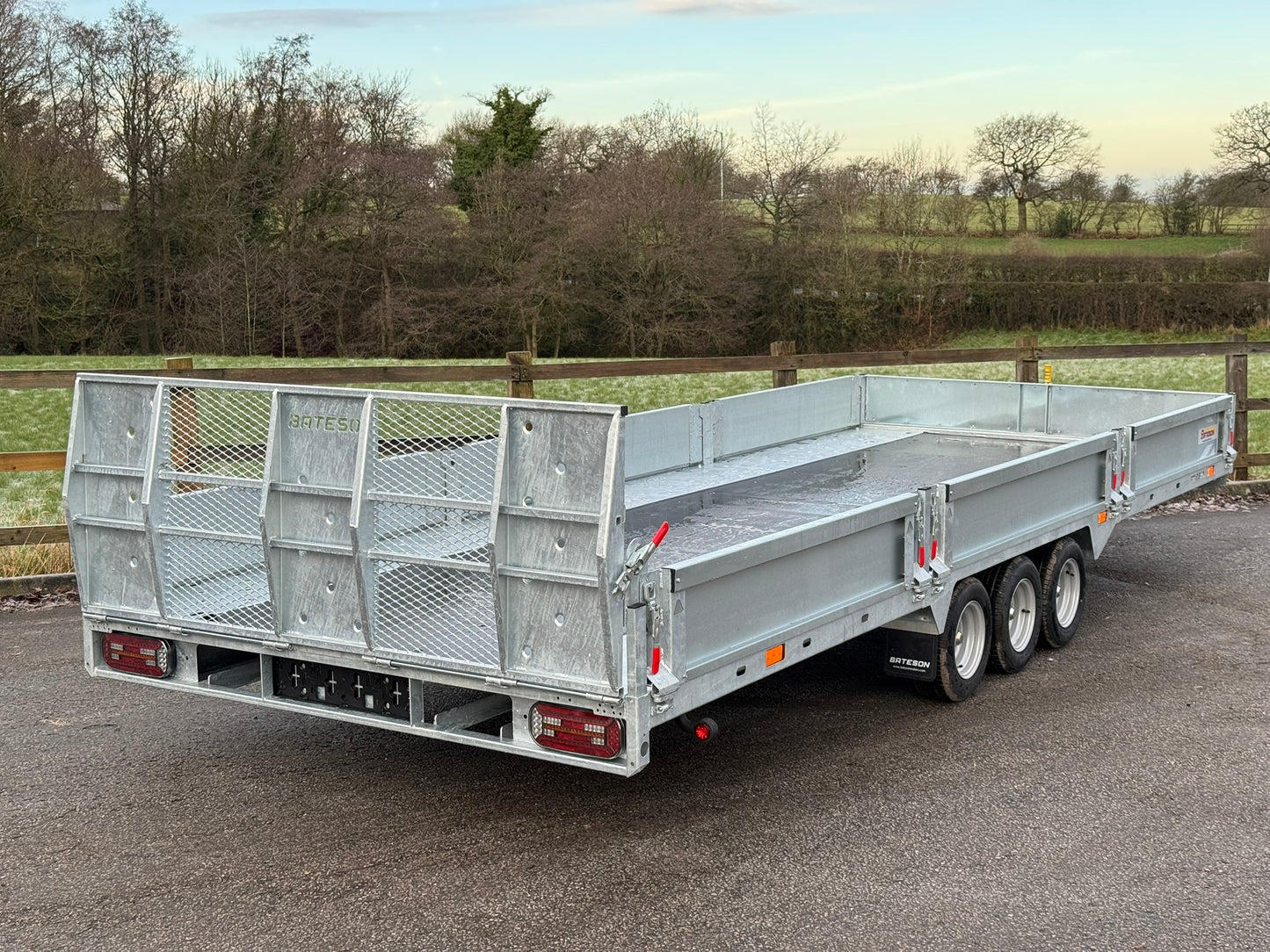 Bateson PT66 -  18' x 7' Triple Axle Hydraulic tilt three axle platform trailer extra wide in stock 2.3m